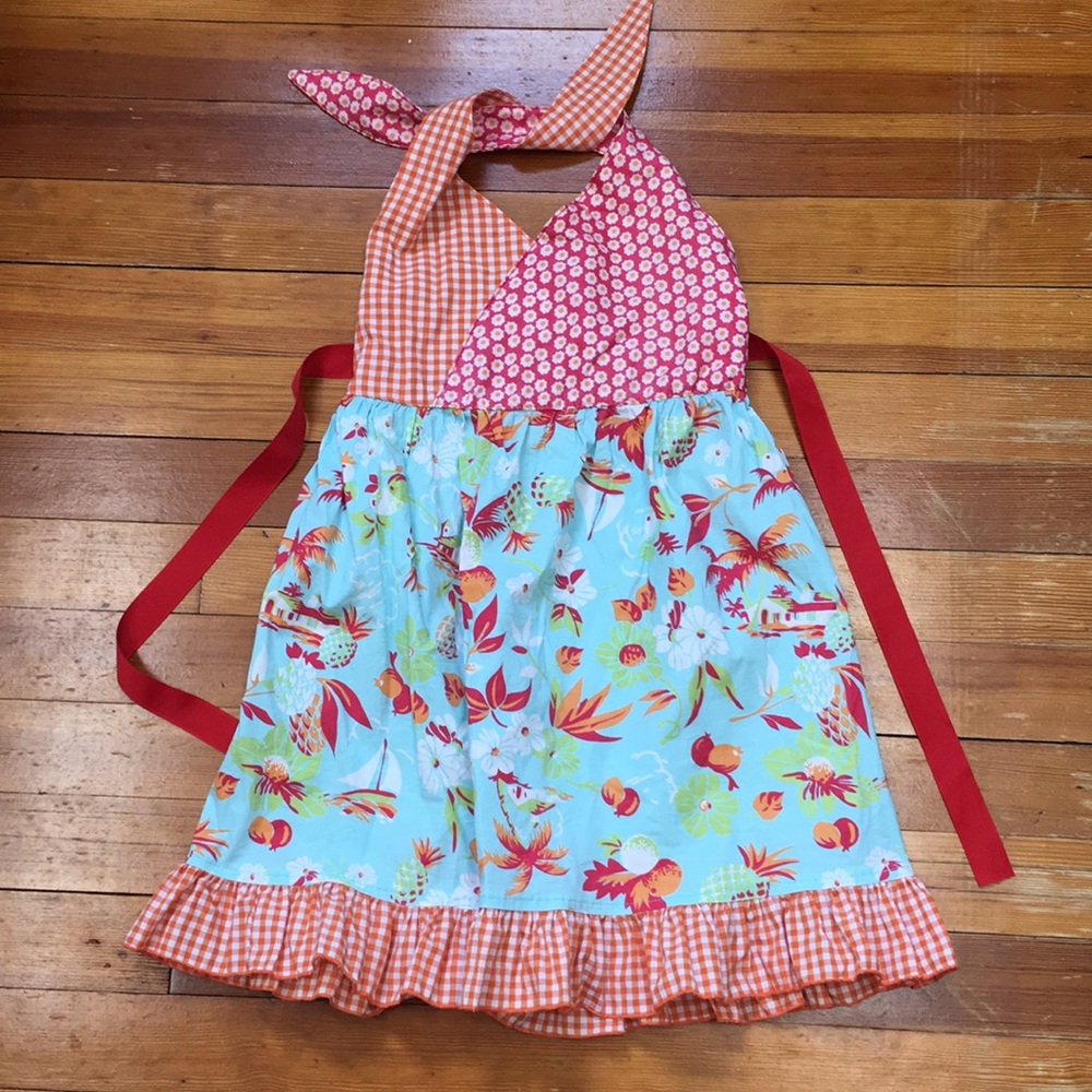 Adorable tropical halter dress 4-6 years